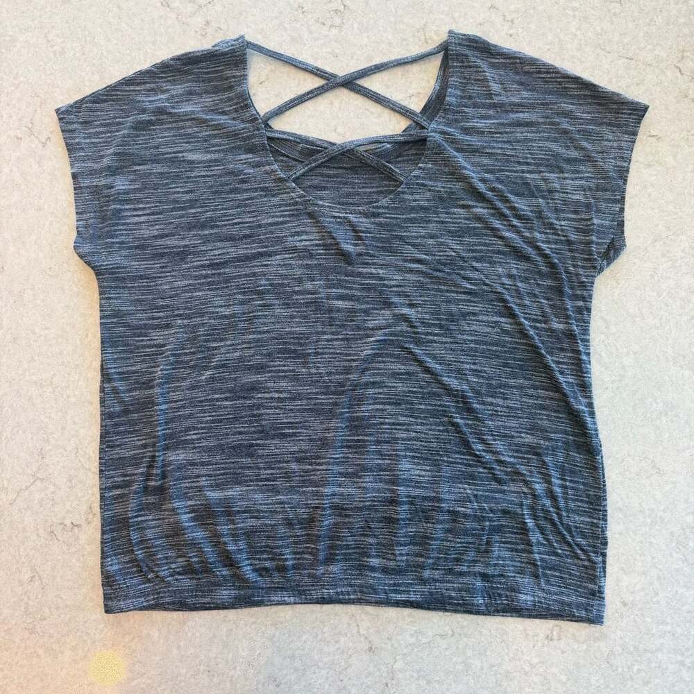 Tek Gear Drytek Top Size L Gray Space Dye Criss Cross Back